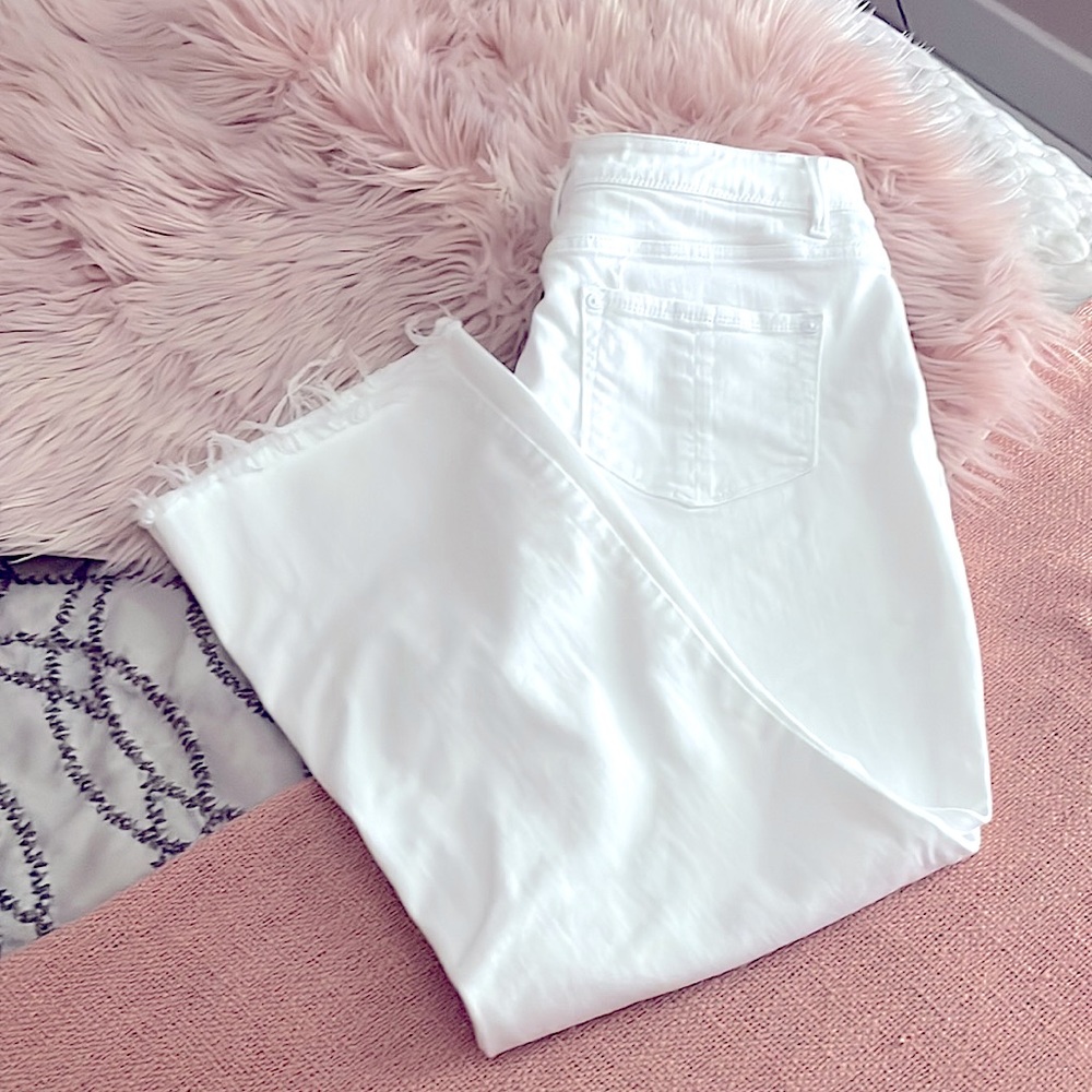 J Jill Denim size 14 white kick flare ankle jeans